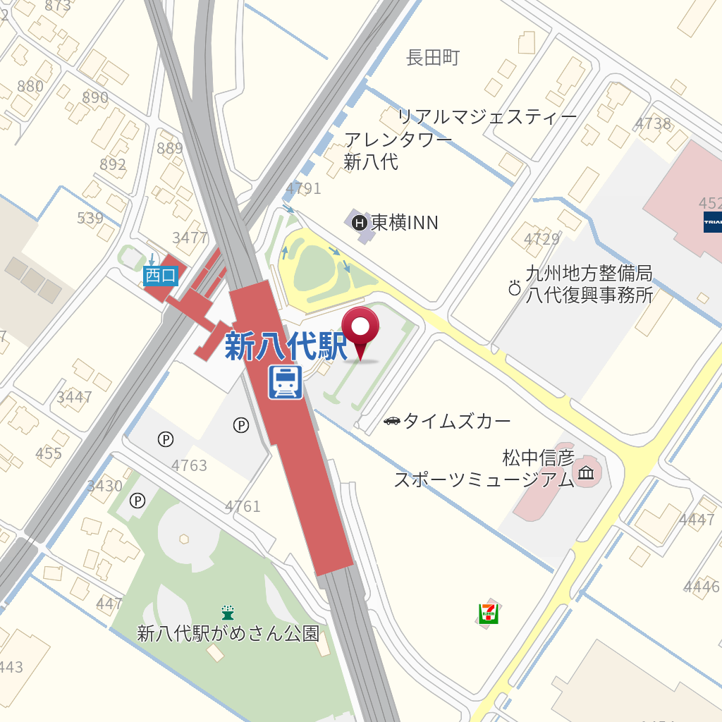 八代市営新八代駅東口駐車場 の地図、住所、電話番号 MapFan