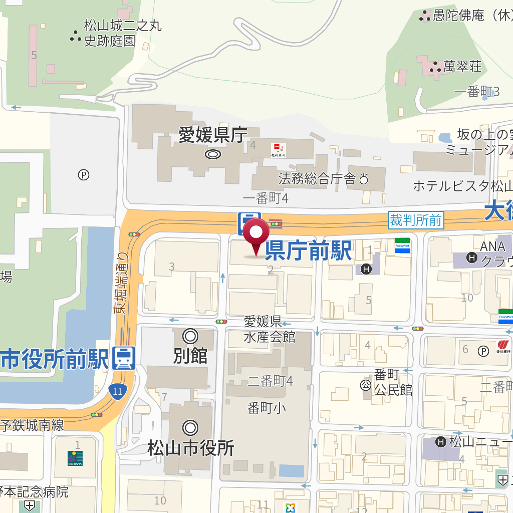 愛媛県庁 スポーツ・文化部 文化振興課 の地図、住所、電話番号 MapFan
