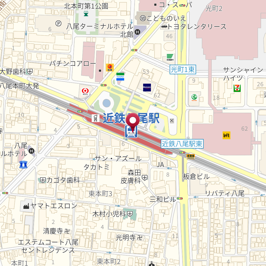 近鉄八尾駅高架下公衆トイレ の地図、住所、電話番号 MapFan