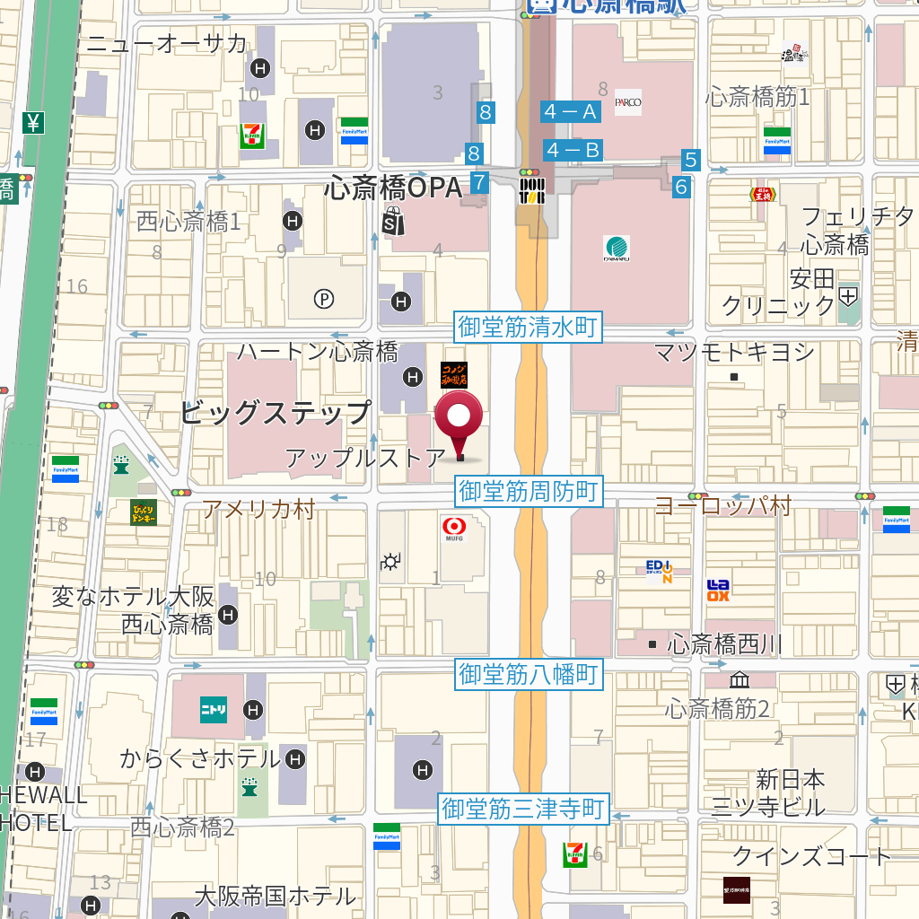 ａｐｐｌｅ ｓｔｏｒｅ心斎橋 の地図 住所 電話番号 Mapfan