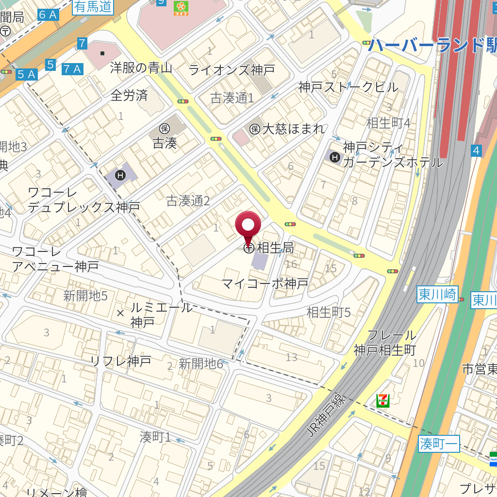 神戸相生郵便局 の地図、住所、電話番号 MapFan