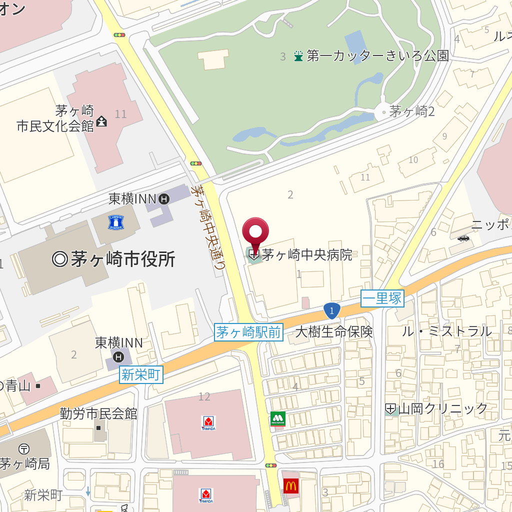 茅ヶ崎中央病院 の地図、住所、電話番号 MapFan