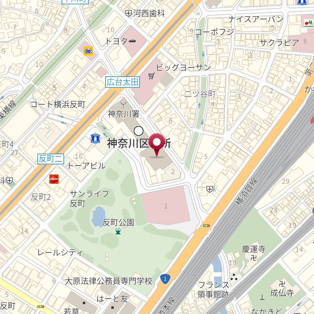 横浜市神奈川区役所駐車場 の地図、住所、電話番号 MapFan