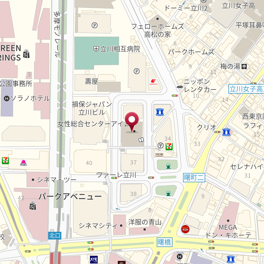 立川市役所 女性総合センター・アイム の地図、住所、電話番号 MapFan
