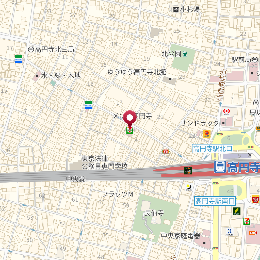 セブンイレブン高円寺中通商店街店 の地図 住所 電話番号 Mapfan