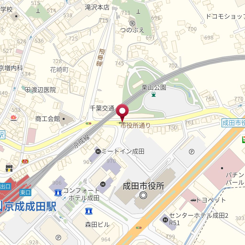 成田市役所入口 の地図、住所、電話番号 MapFan