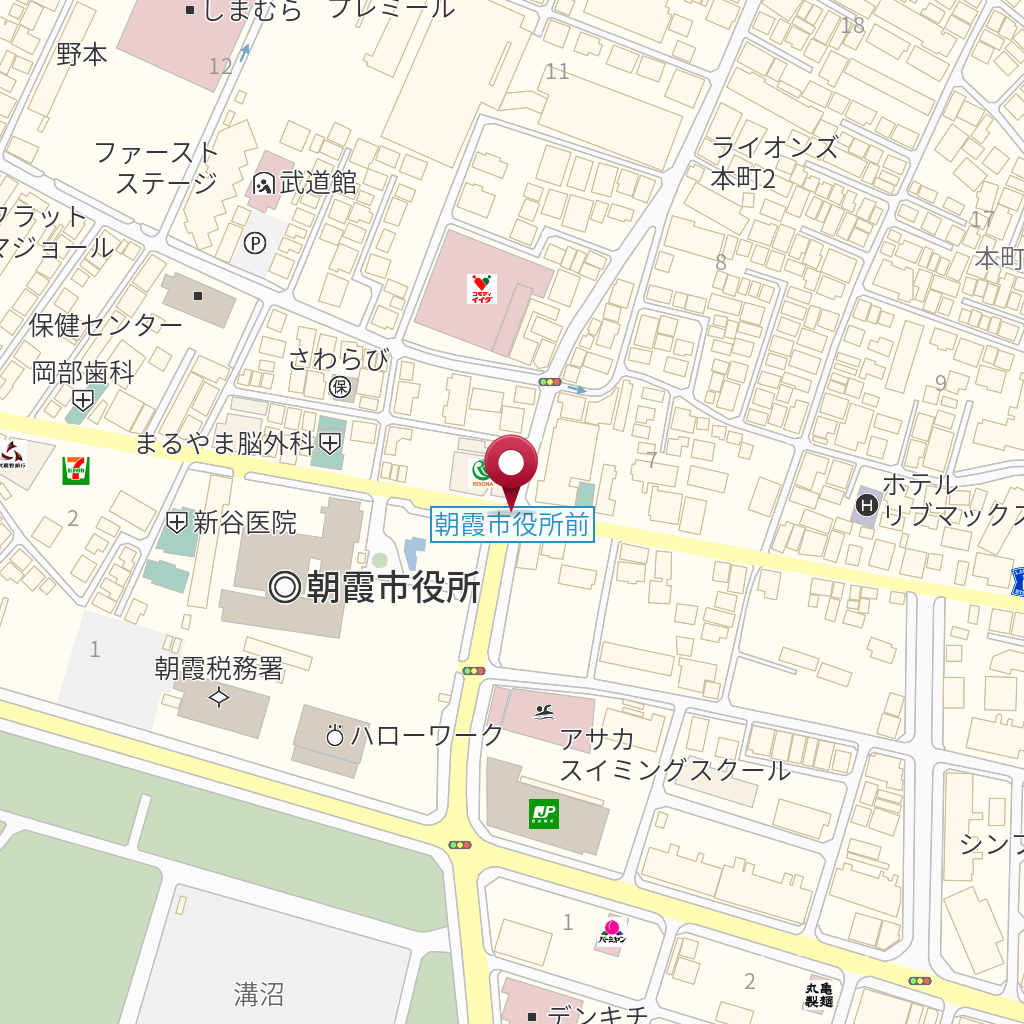 朝霞市役所前 の地図、住所、電話番号 MapFan